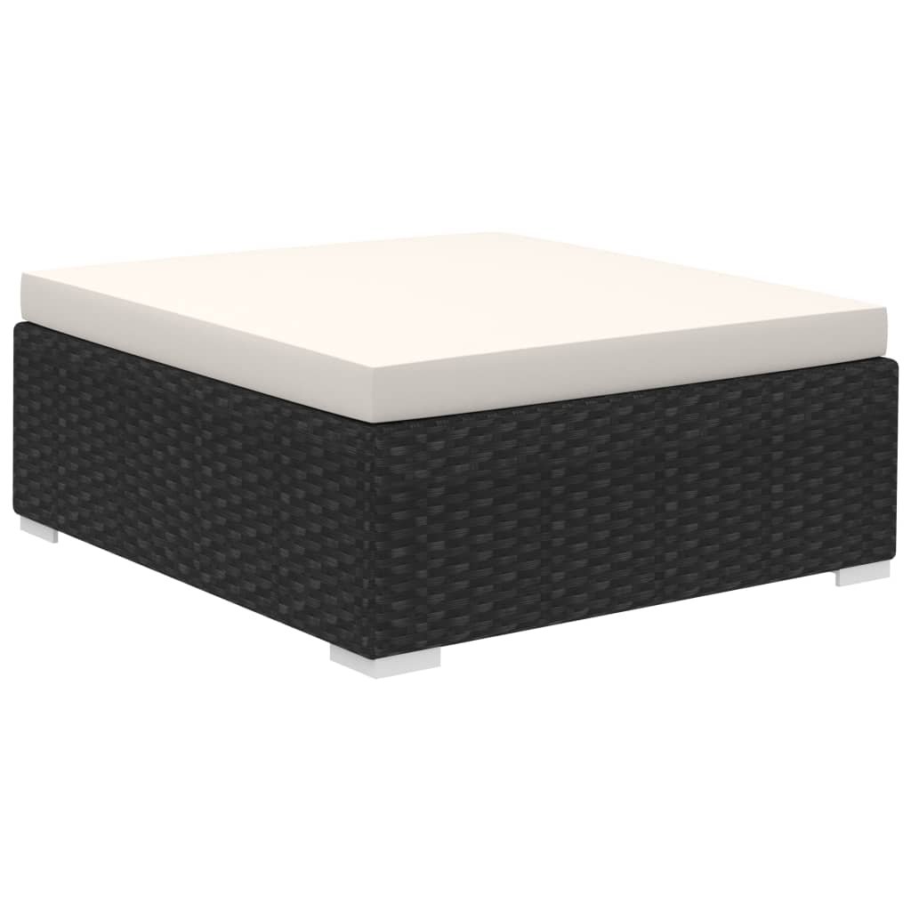 Set muebles de jardín 12 pzas y cojines ratán sintético negro