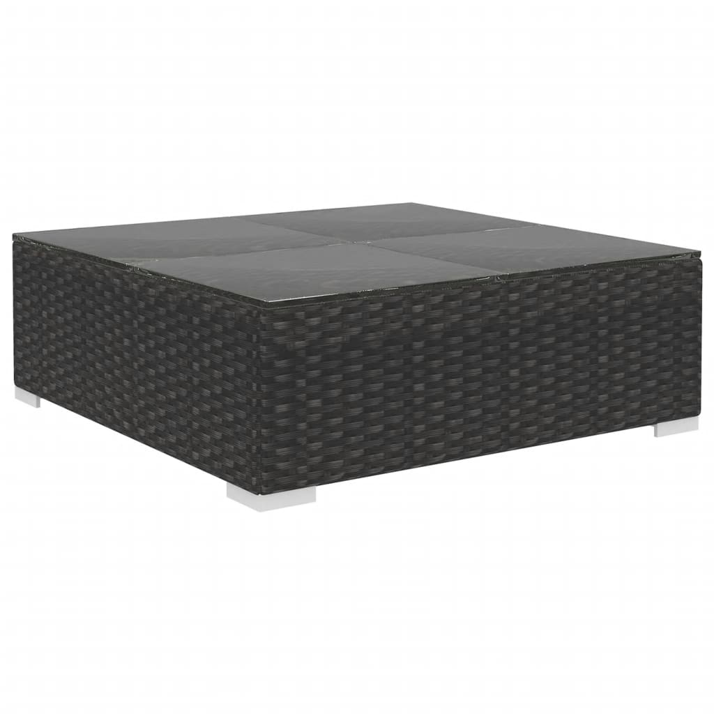 Set muebles de jardín 12 pzas y cojines ratán sintético negro