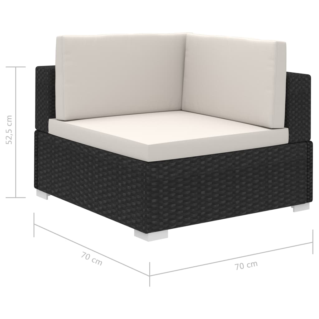 Set muebles de jardín 12 pzas y cojines ratán sintético negro