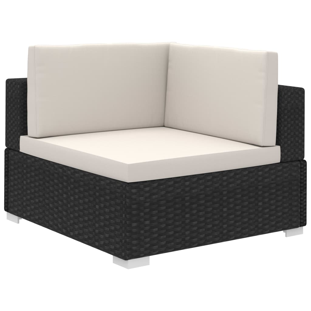 Set de muebles de jardín 8 pzas y cojines ratán sintético negro