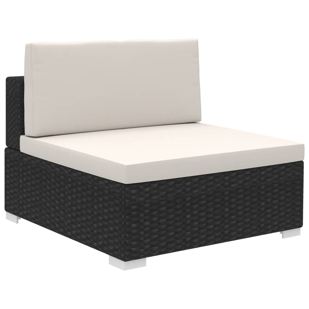 Set de muebles de jardín 8 pzas y cojines ratán sintético negro