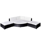 Set muebles de jardín 6 piezas y cojines ratán sintético negro