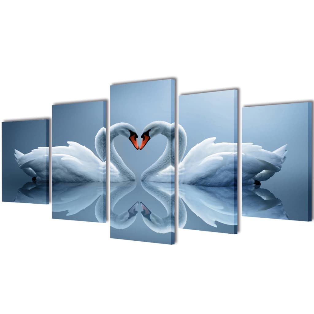 Set de cuadros en lienzo canvas cisne 100x50 cm