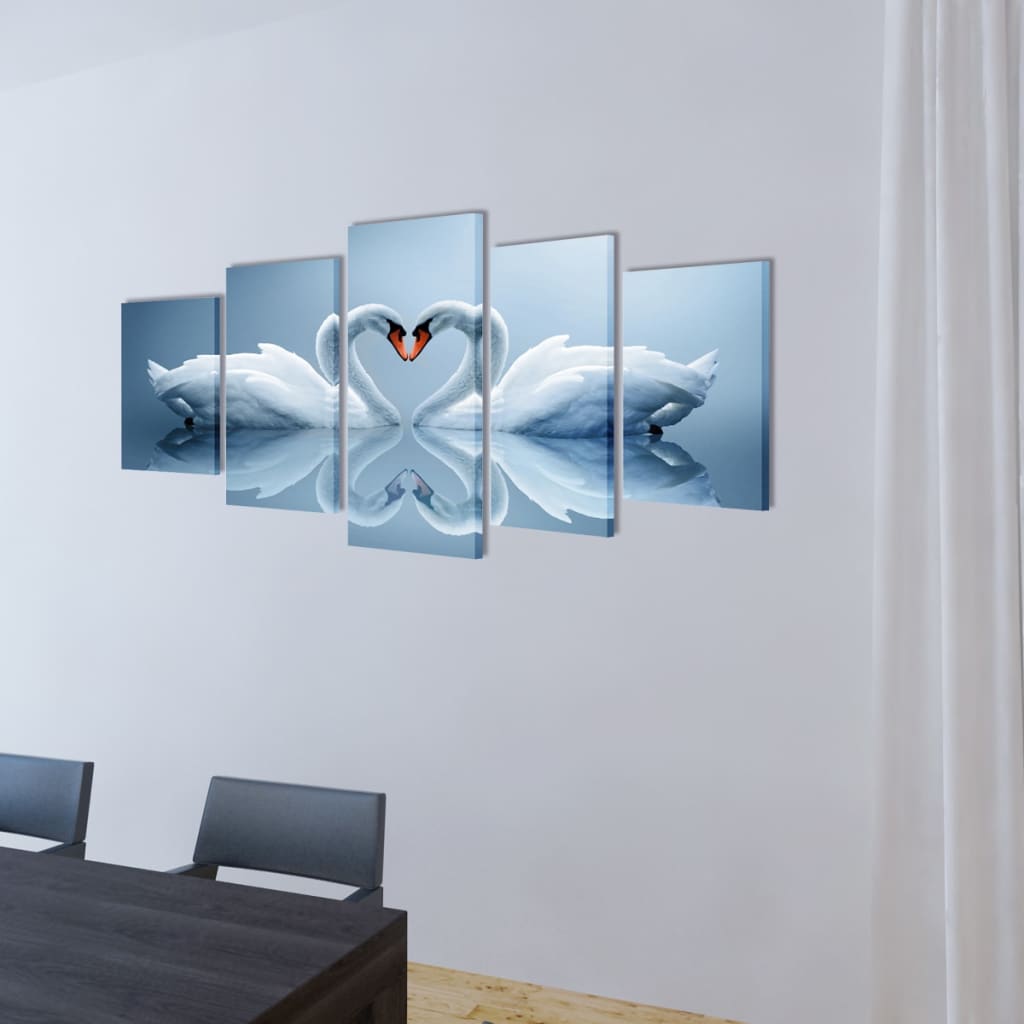Set de cuadros en lienzo canvas cisne 100x50 cm