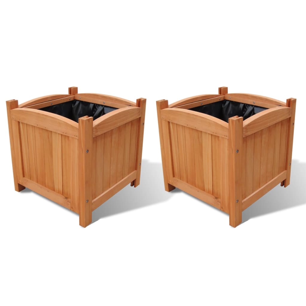 Arriates de jardín 2 uds madera maciza abeto 30x30x30 cm
