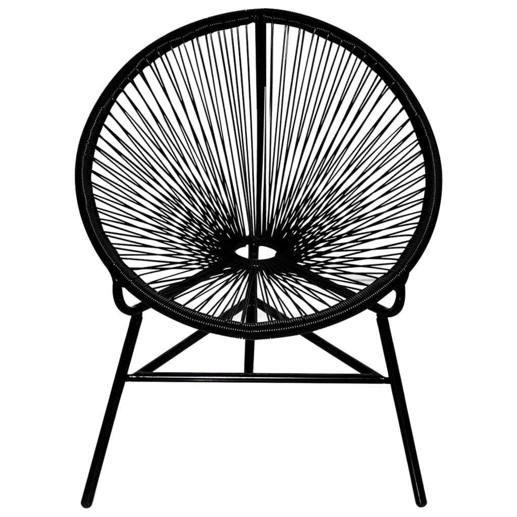 Silla redonda de jardín ratán sintético negro