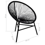 Silla redonda de jardín ratán sintético negro