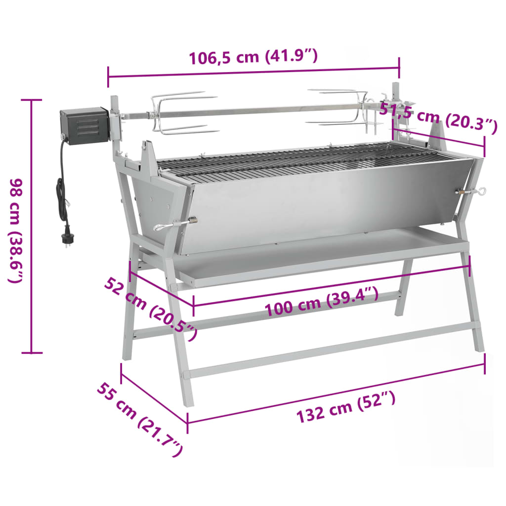 Asador barbacoa de hierro y acero inoxidable