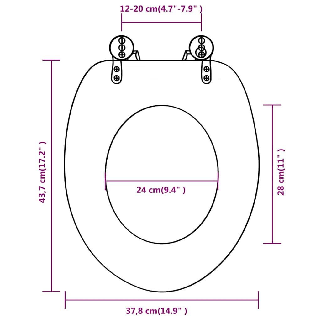 Asiento de inodoro WC con tapa de MDF diseño de madera vieja