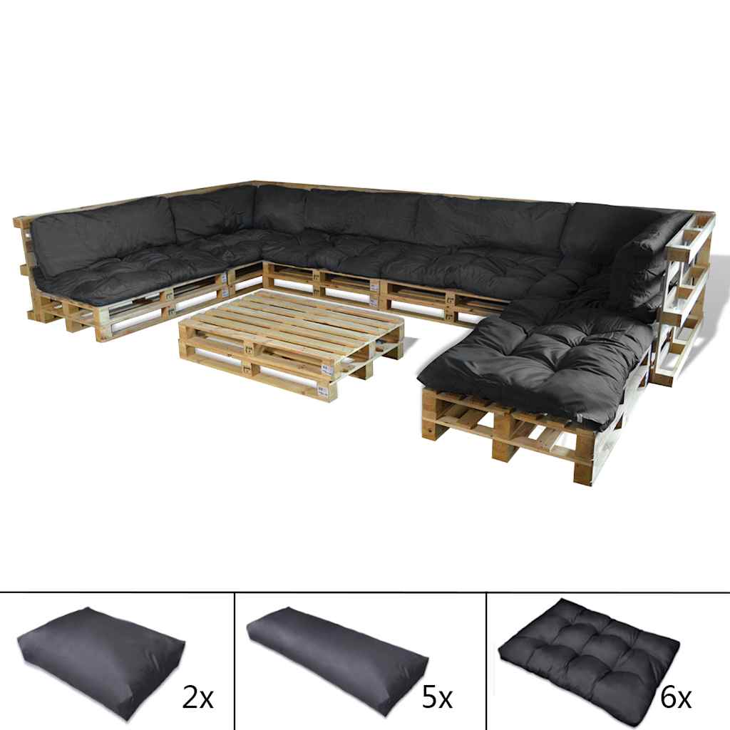 Cojín para Sofá Pallet 13 pcs Gris 120 x 80 x 10 cm tela