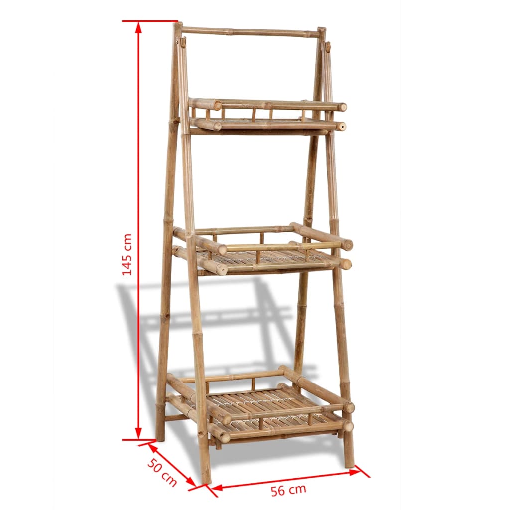 Estante plegable de 3 niveles para plantas bambú