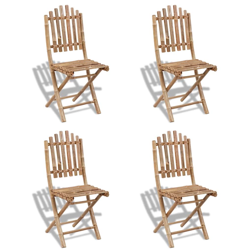 Juego de comedor de jardín plegable 5 piezas de bambú