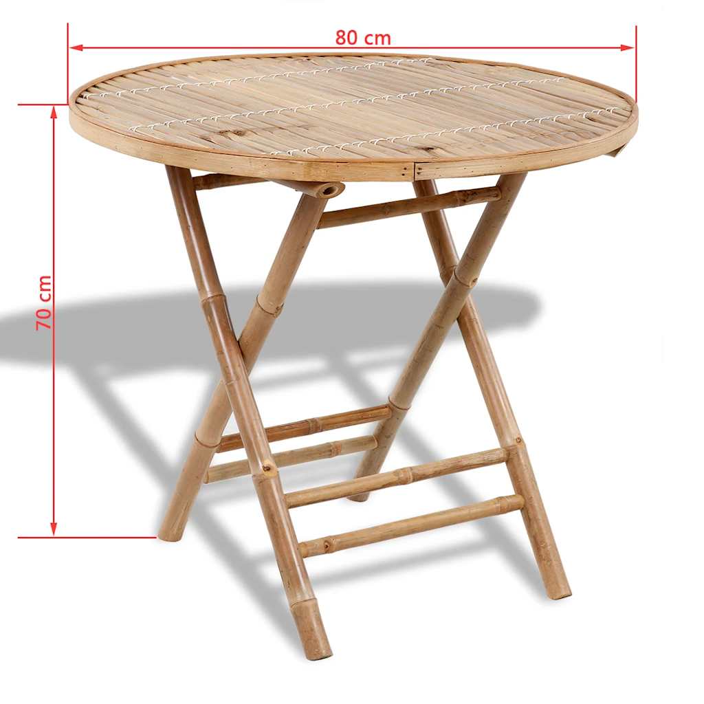 Juego de comedor de jardín plegable 5 piezas de bambú