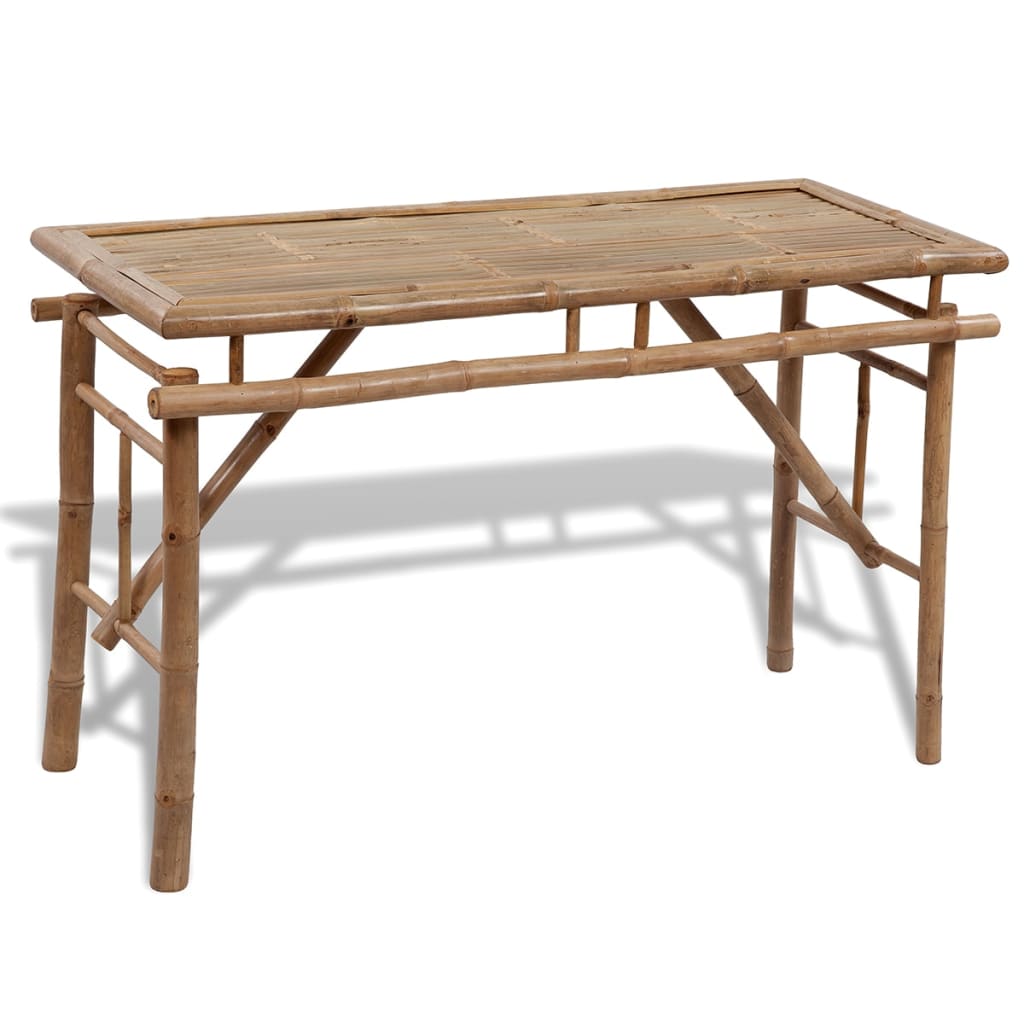 Mesa de jardín plegable con 2 bancos 100 cm de bambú