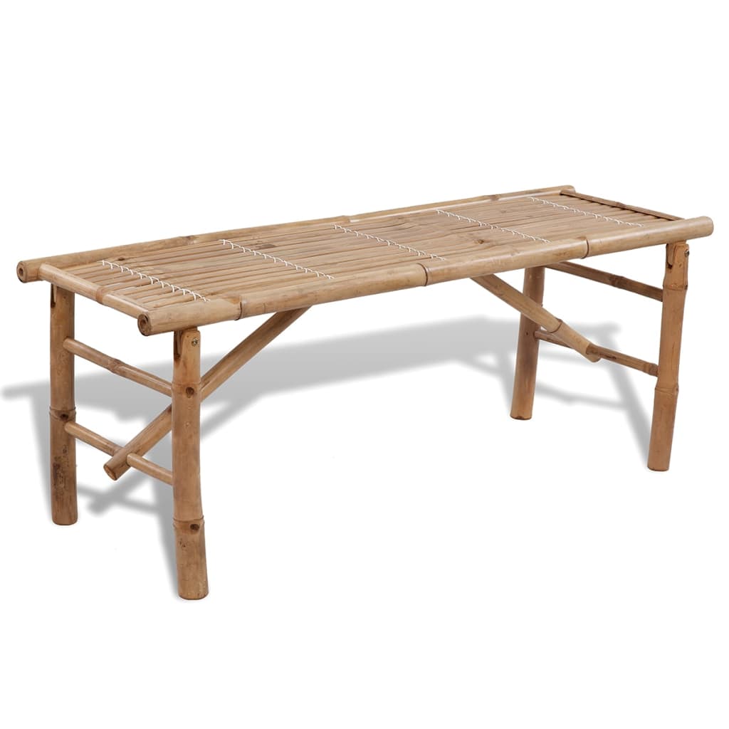 Mesa de jardín plegable con 2 bancos 100 cm de bambú