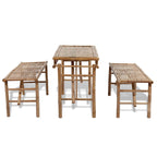 Mesa de jardín plegable con 2 bancos 100 cm de bambú