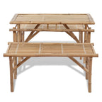 Mesa de jardín plegable con 2 bancos 100 cm de bambú