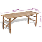 Mesa de jardín plegable con 2 bancos 100 cm de bambú