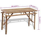 Mesa de jardín plegable con 2 bancos 100 cm de bambú