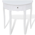 Mesa consola semicircular con cajón blanca