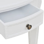 Mesa consola semicircular con cajón blanca