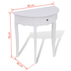 Mesa consola semicircular con cajón blanca