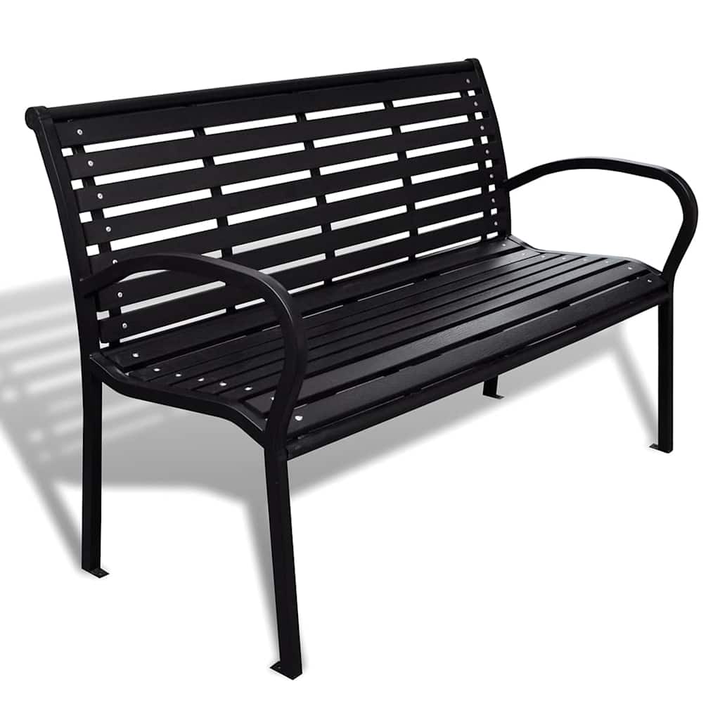 Banco de jardín acero y WPC marrón y negro 110 cm