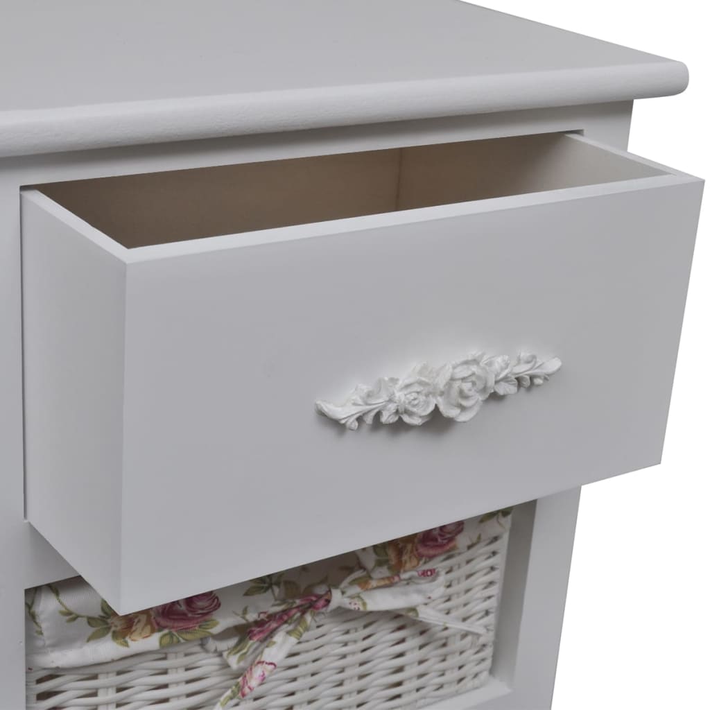 Armario con un cajón y dos cestas madera paulownia blanco
