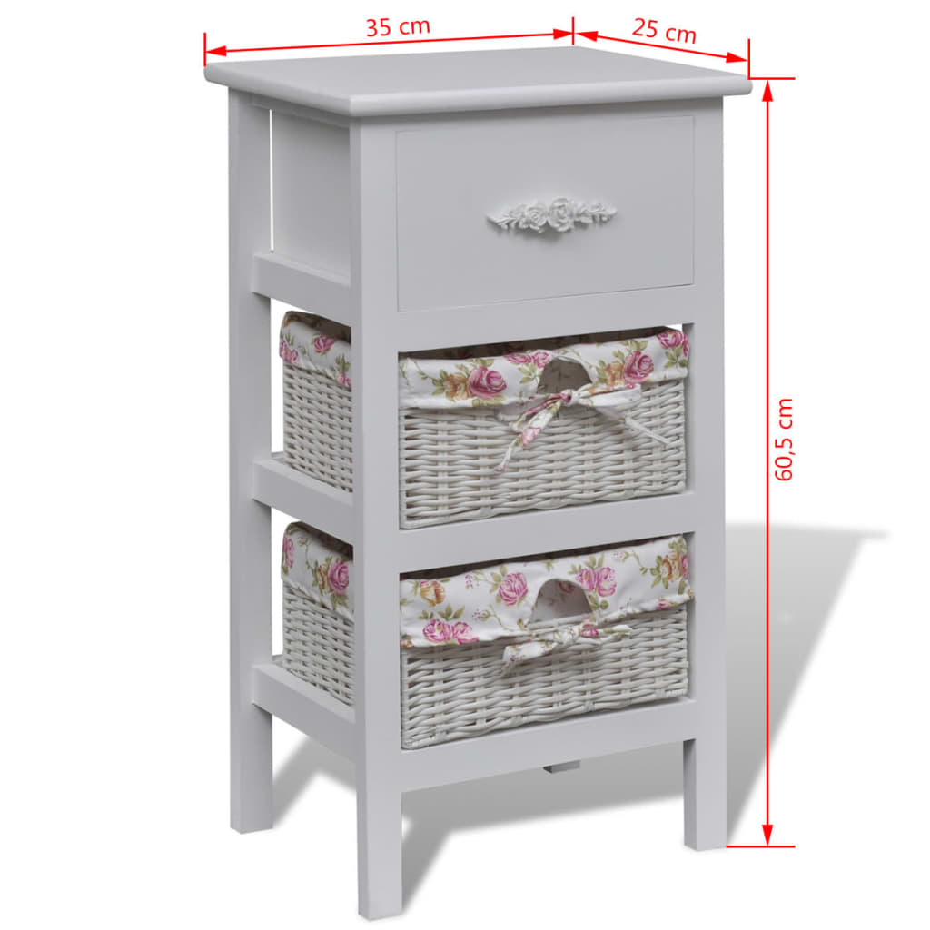 Armario con un cajón y dos cestas madera paulownia blanco