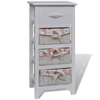 Mueble con 1 cajón y 3 cestas madera de paulonia blanco
