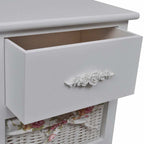 Mueble con 1 cajón y 3 cestas madera de paulonia blanco