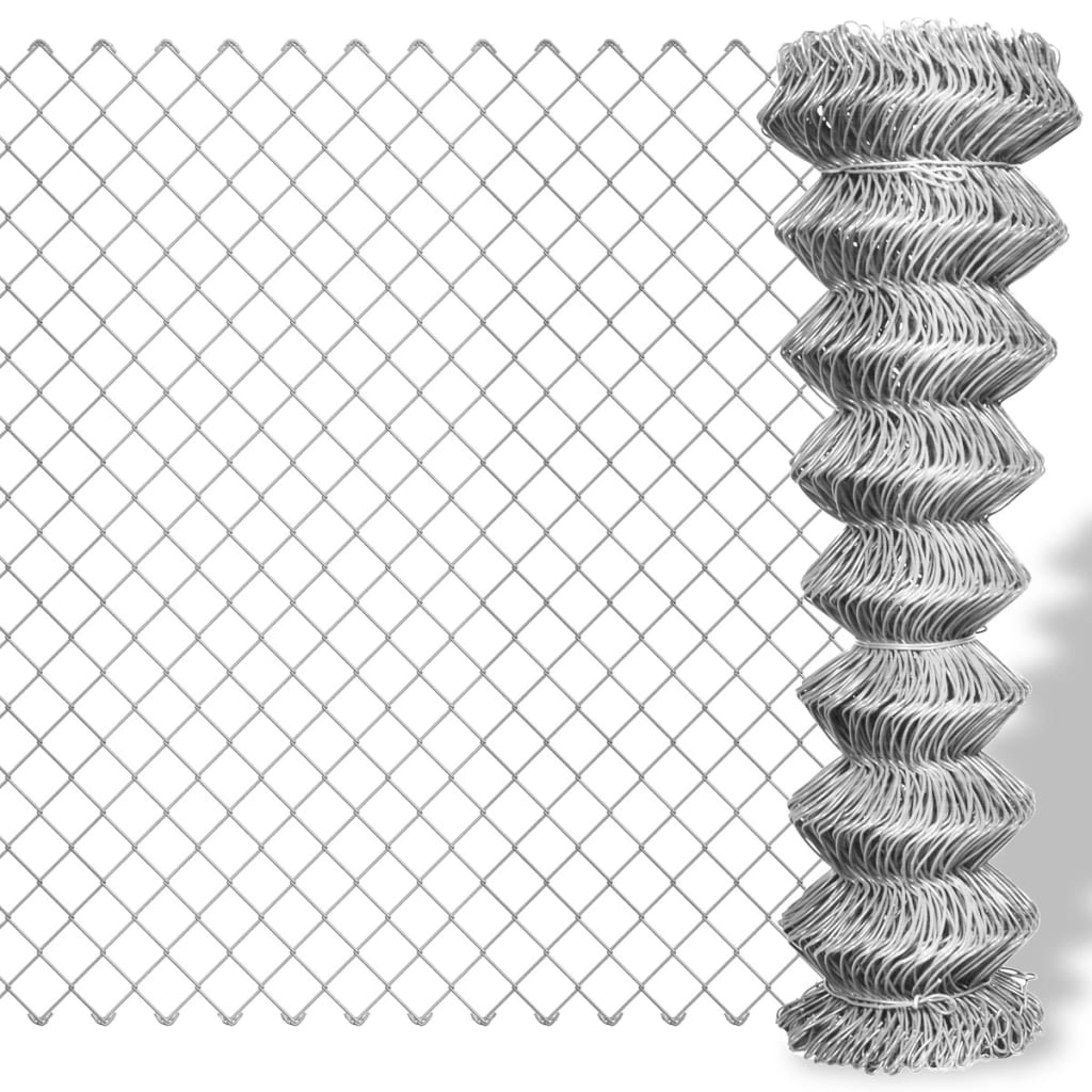 Valla de alambre acero galvanizado plateado 15x0,8 m