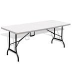 Mesa de jardín plegable HDPE blanca 180x75x74 cm