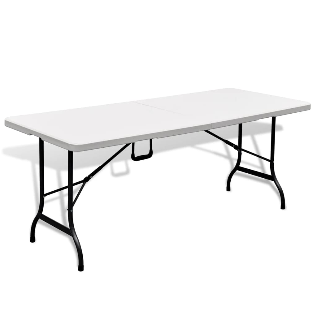 Mesa de jardín plegable HDPE blanca 180x75x74 cm