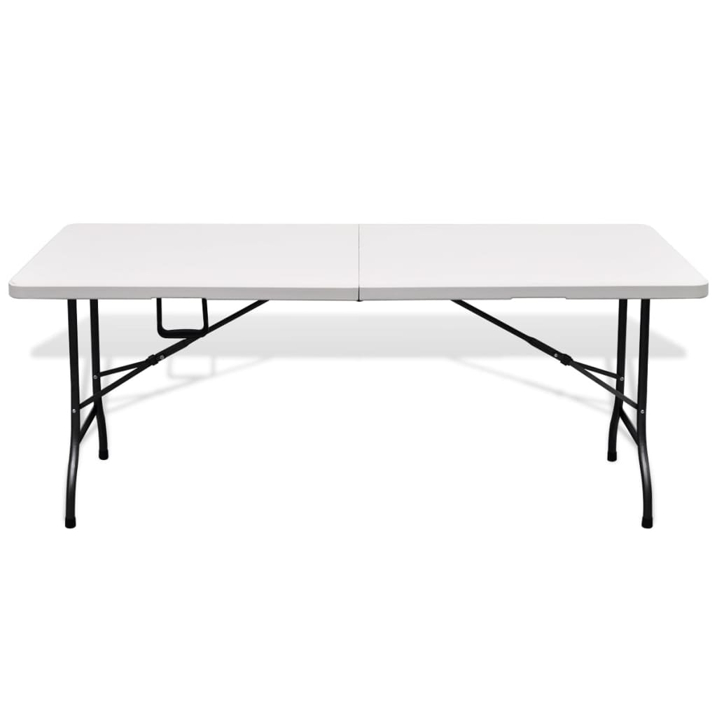 Mesa de jardín plegable HDPE blanca 180x75x74 cm