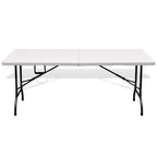 Mesa de jardín plegable HDPE blanca 180x75x74 cm