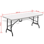 Mesa de jardín plegable HDPE blanca 180x75x74 cm