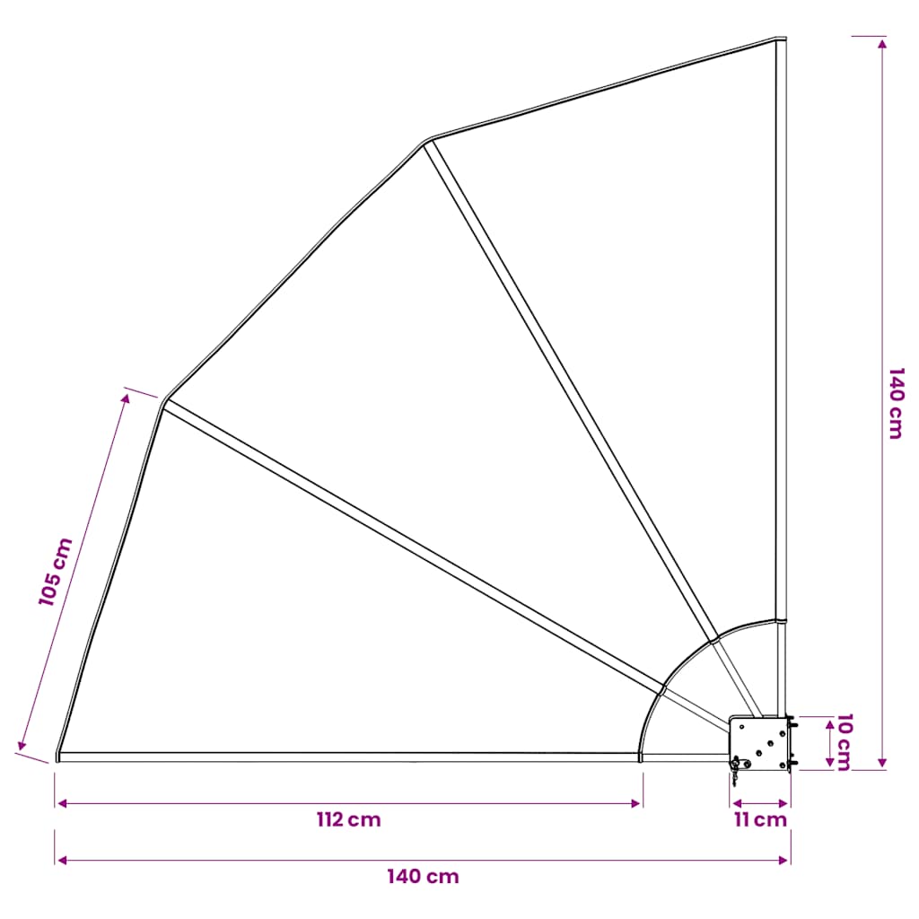 Toldo lateral plegable de balcón color crema 140x140 cm