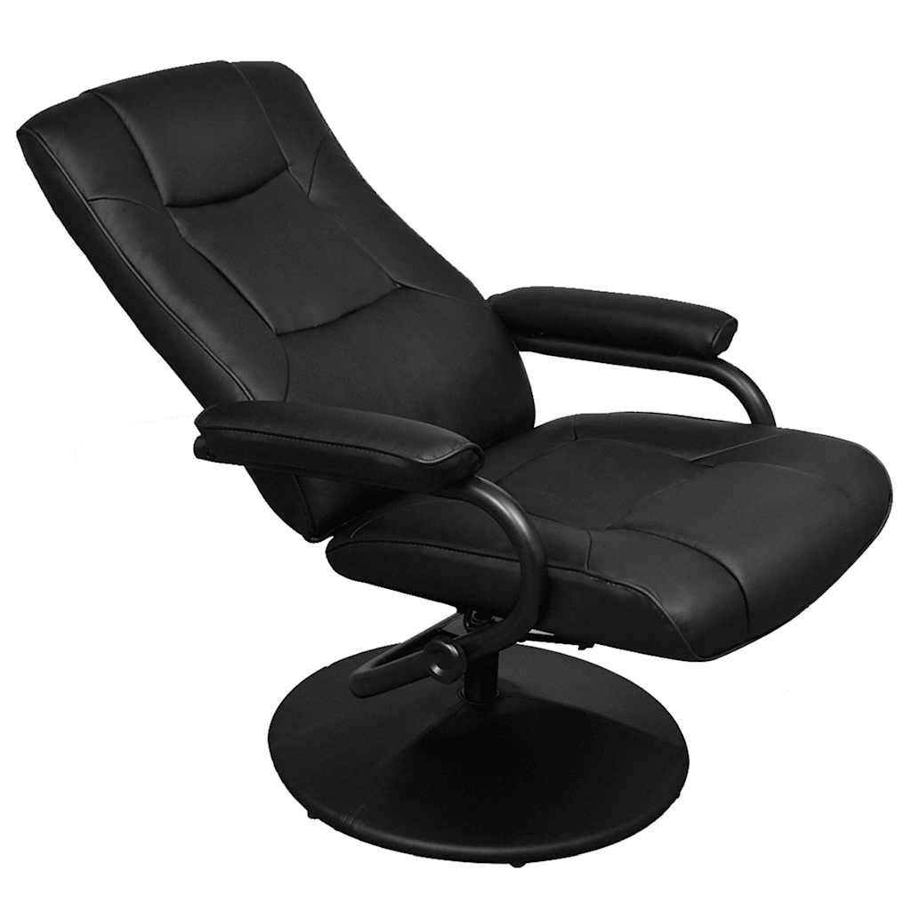 Sillón de TV con reposapiés cuero sintético sintético negro
