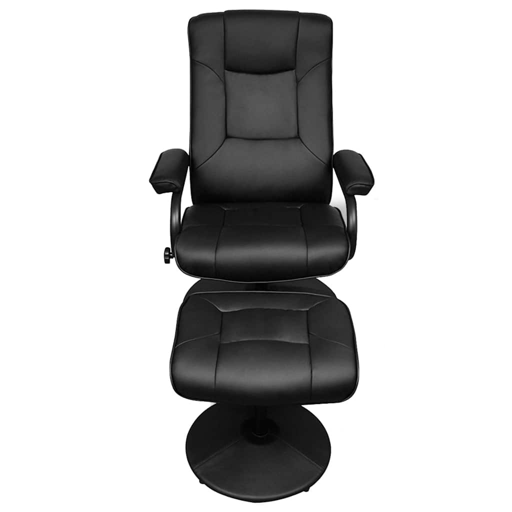 Sillón de TV con reposapiés cuero sintético sintético negro