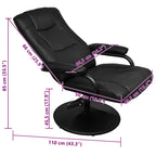 Sillón de TV con reposapiés cuero sintético sintético negro
