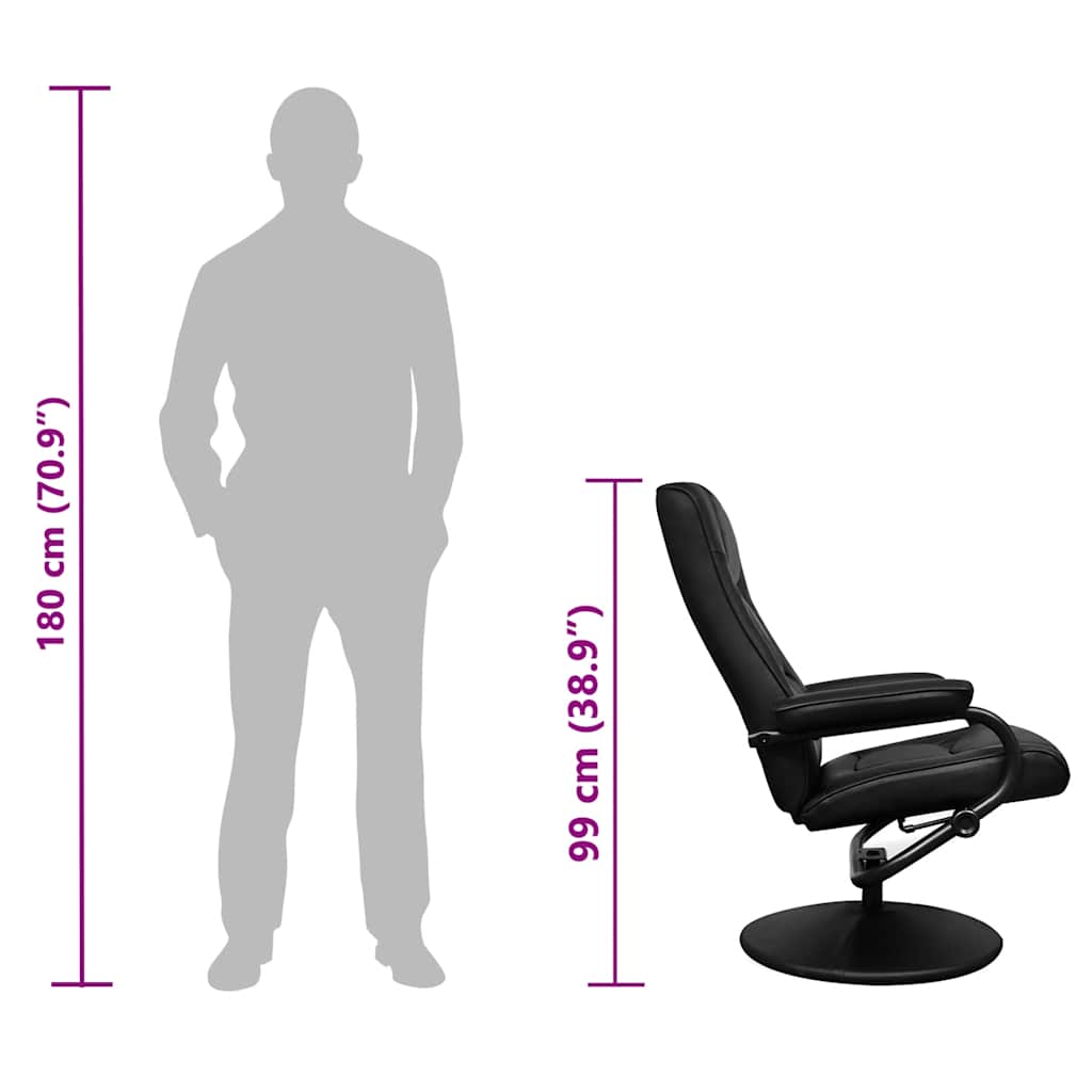 Sillón de TV con reposapiés cuero sintético sintético negro