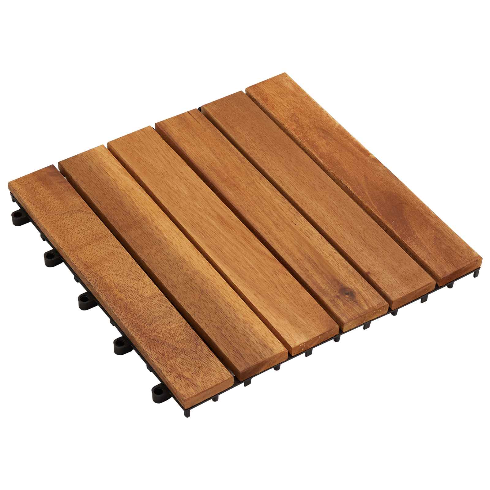 Mosaicos de Decking 10 pçs Cinzento 30 x 30 cm Madeira de Acácia