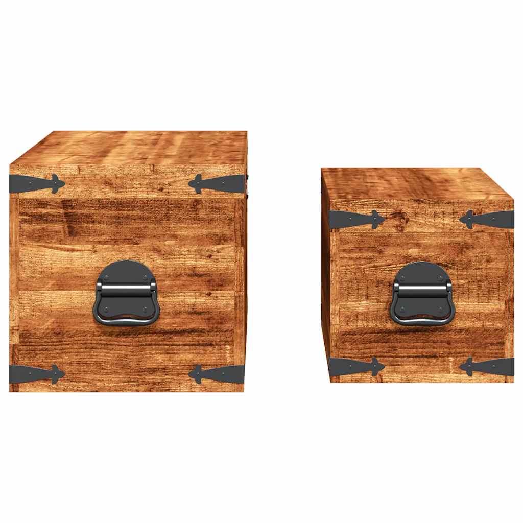 Juego de cofres de almacenamiento 2 uds madera de mango rugosa