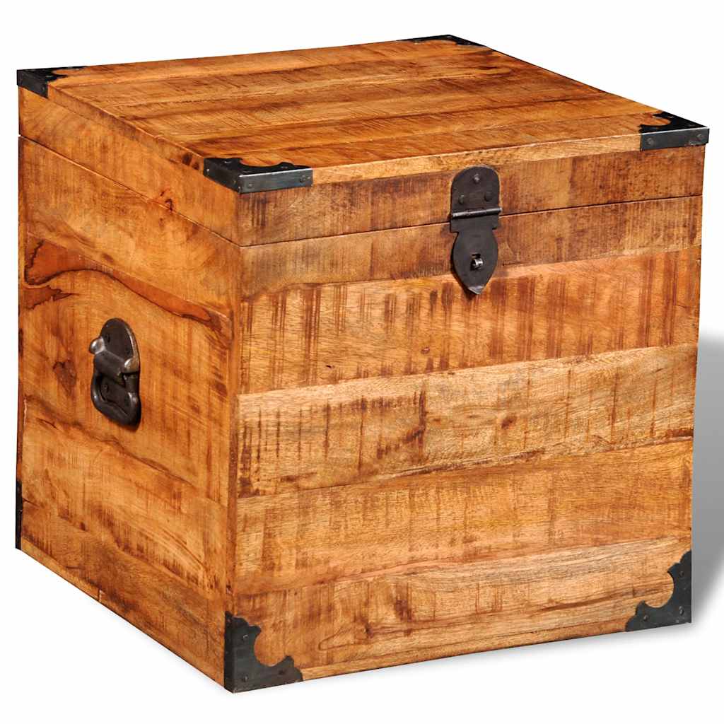 Cofre de almacenamiento cúbico de madera de mango rugosa