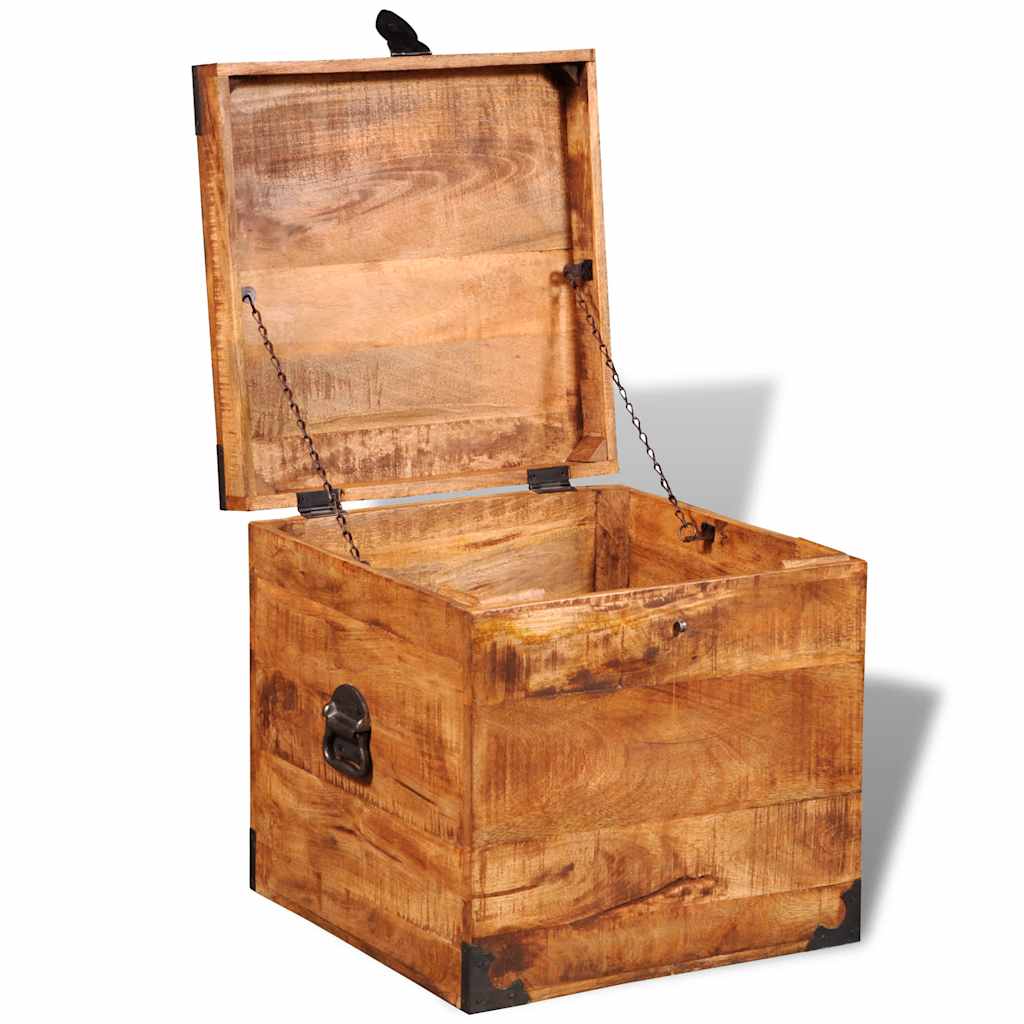 Cofre de almacenamiento cúbico de madera de mango rugosa