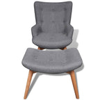 Sillón con reposapiés tela gris