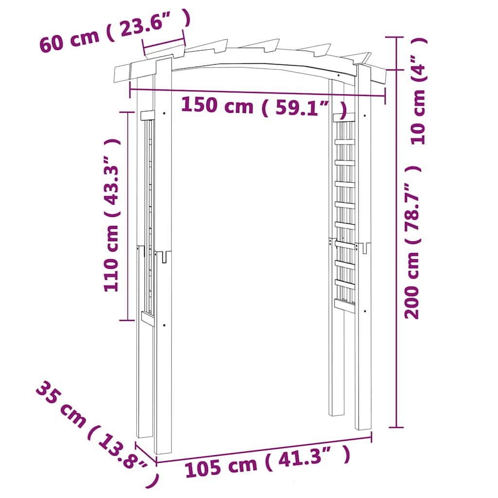 Arco con enrejado de madera 150x60x210 cm
