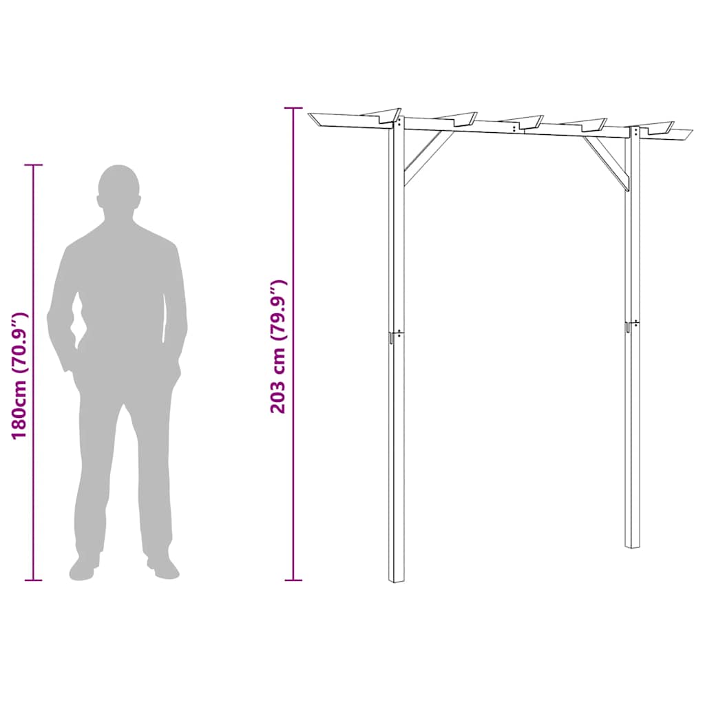 Pérgola de jardín de madera 205x40x203 cm