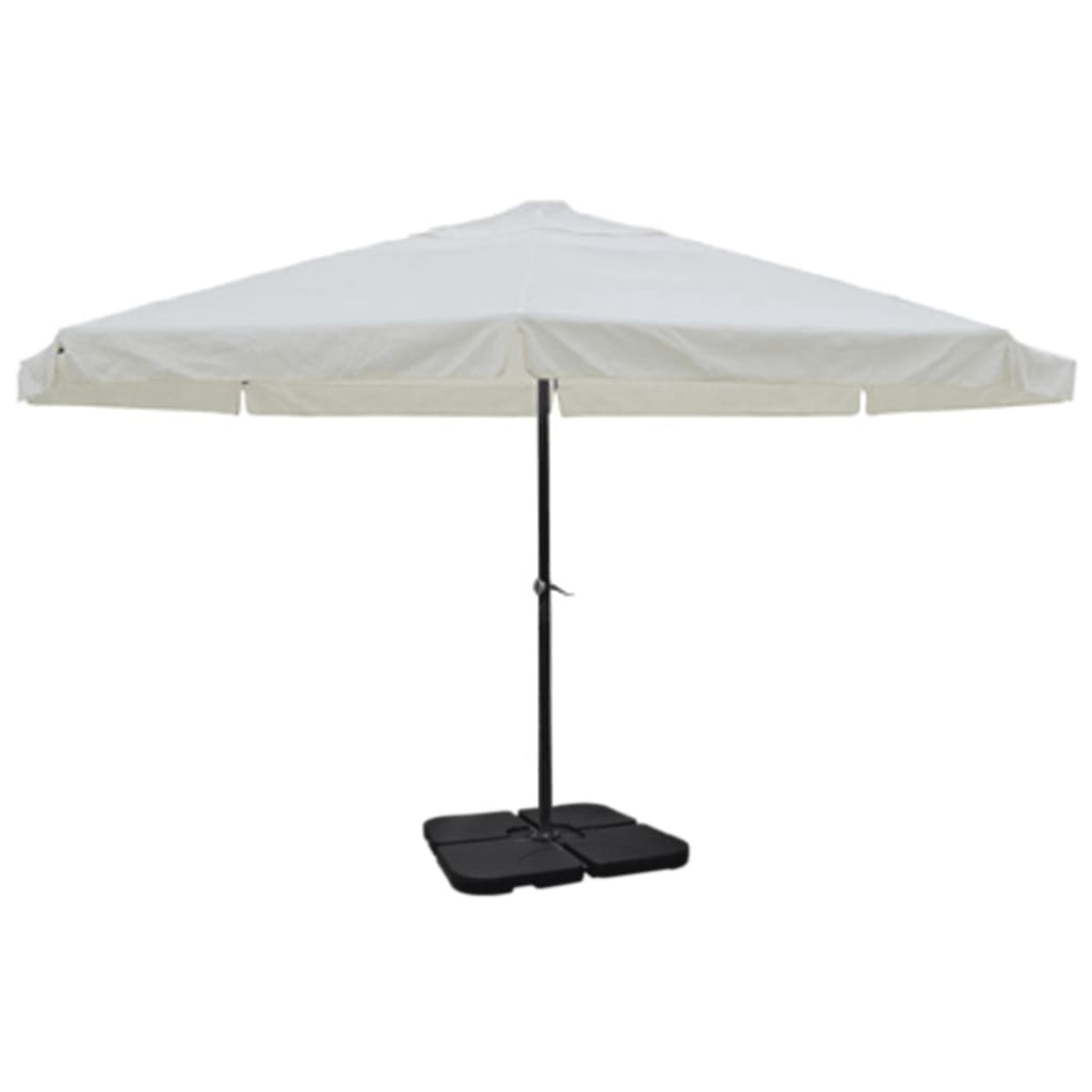 Sombrilla de jardín con base portátil aluminio blanco